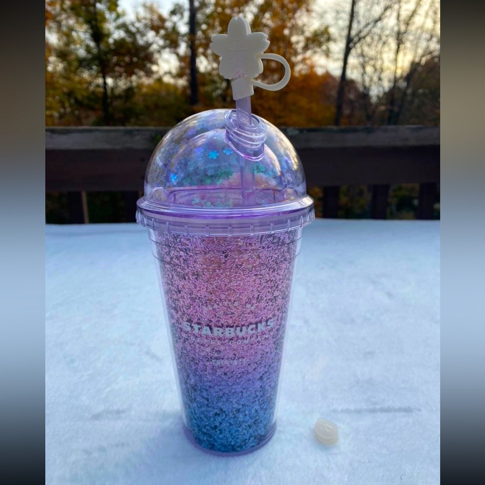 NWT STARBUCKS 2020 CHINA GRADIENT PURPLE SAKURA CHERRY Glitter DOME